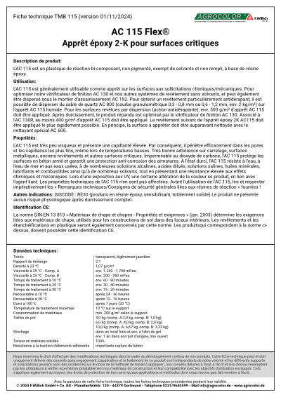 Fiche technique AC115
