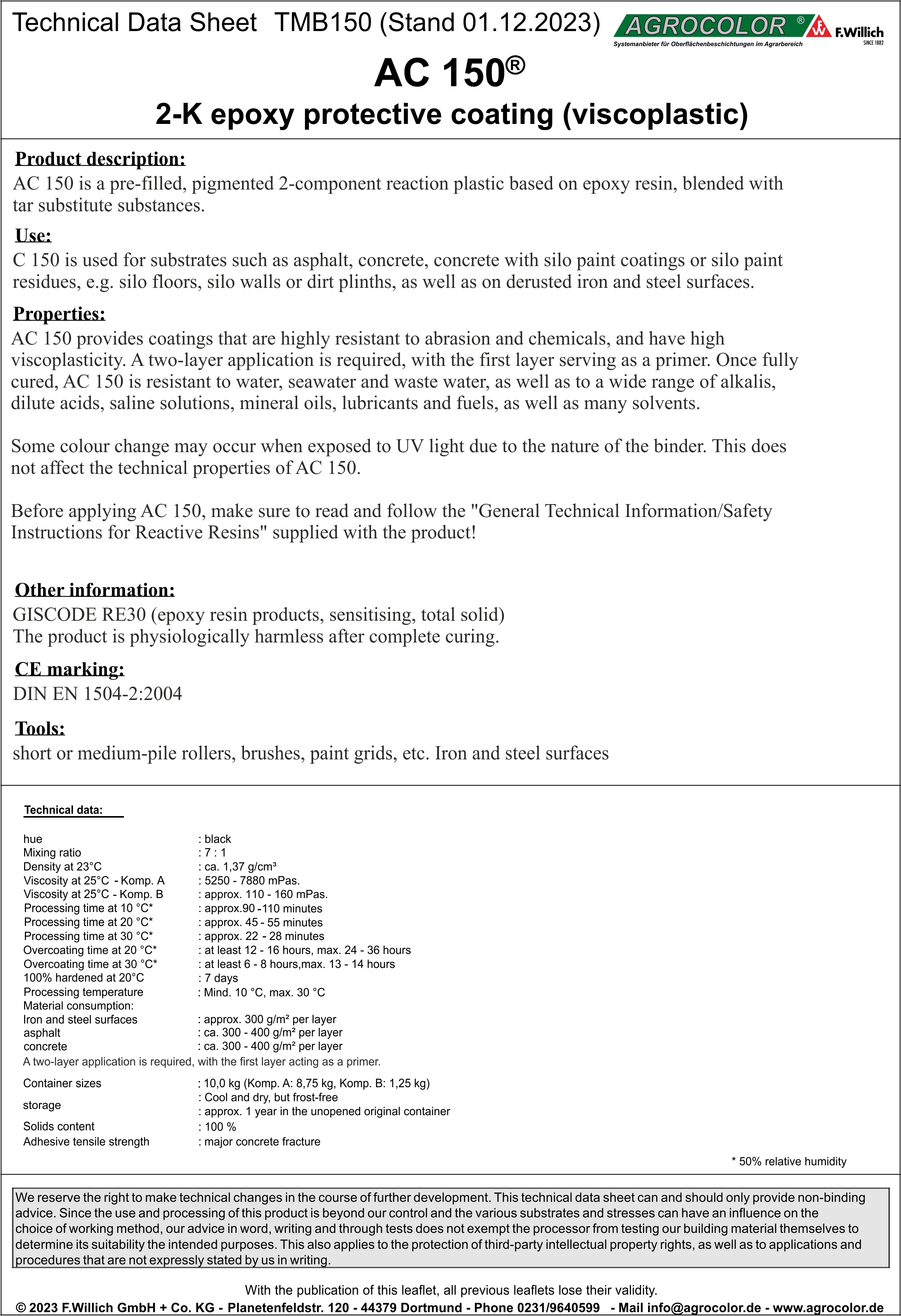 Technical Data Sheet AC160